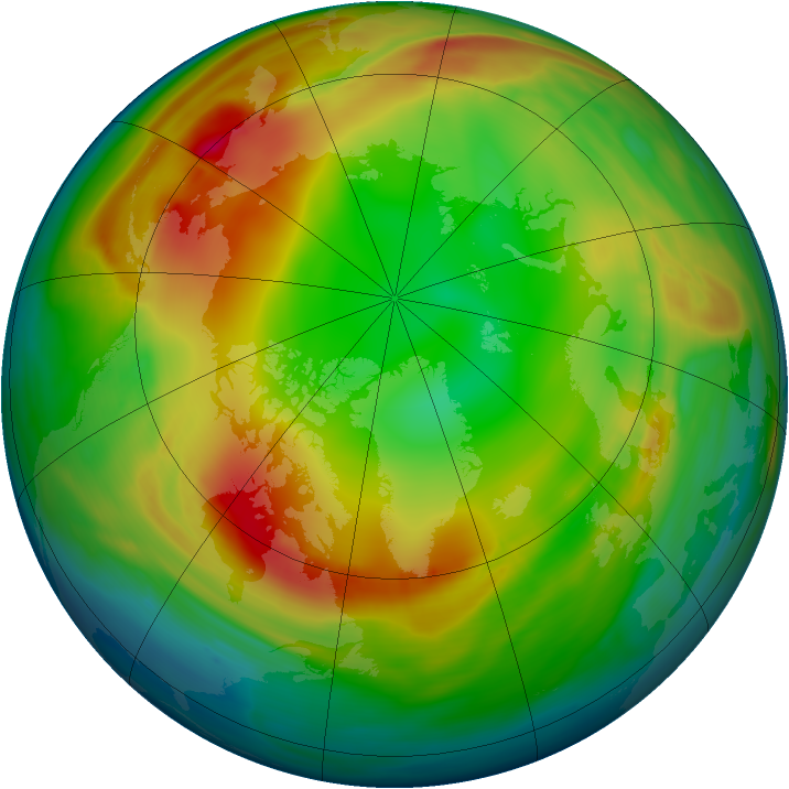 Arctic ozone map for 14 January 2007